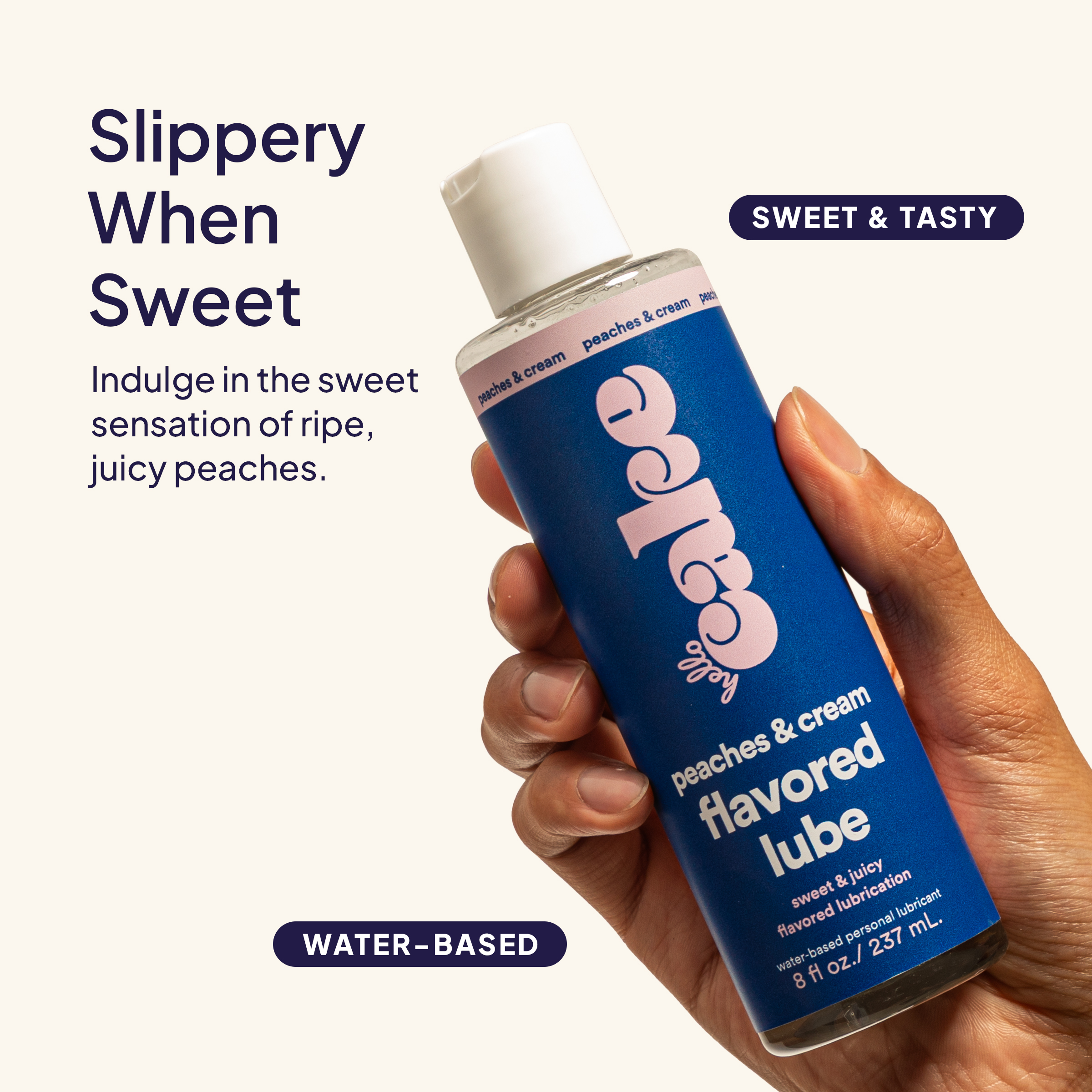 Peaches & Cream Flavored Lube for Oral Play | Hello Cake