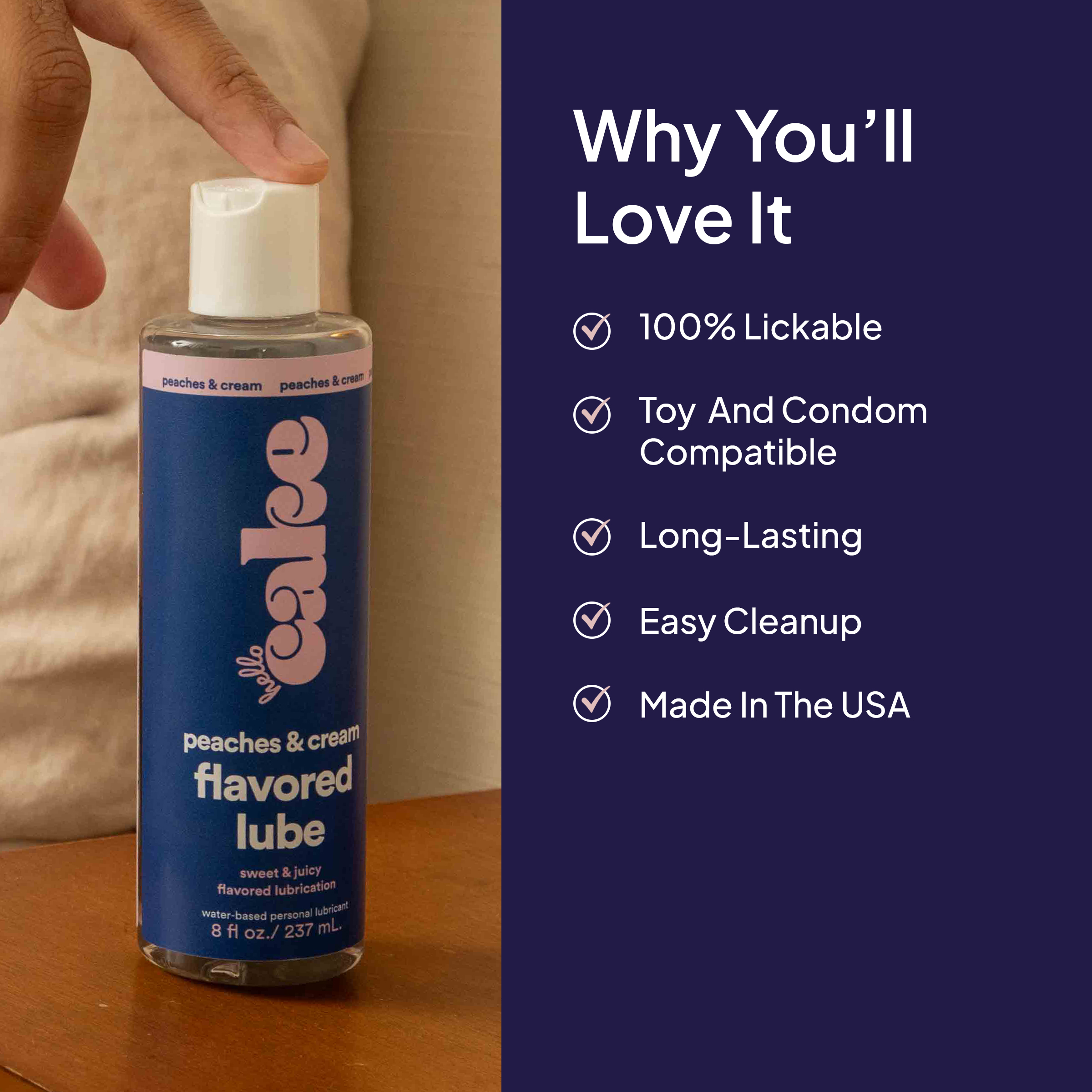Peaches & Cream Flavored Lube for Oral Play | Hello Cake